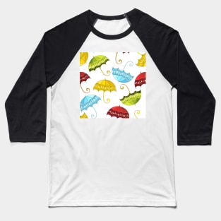 Flying Umbrellas Large Scale Print Baseball T-Shirt